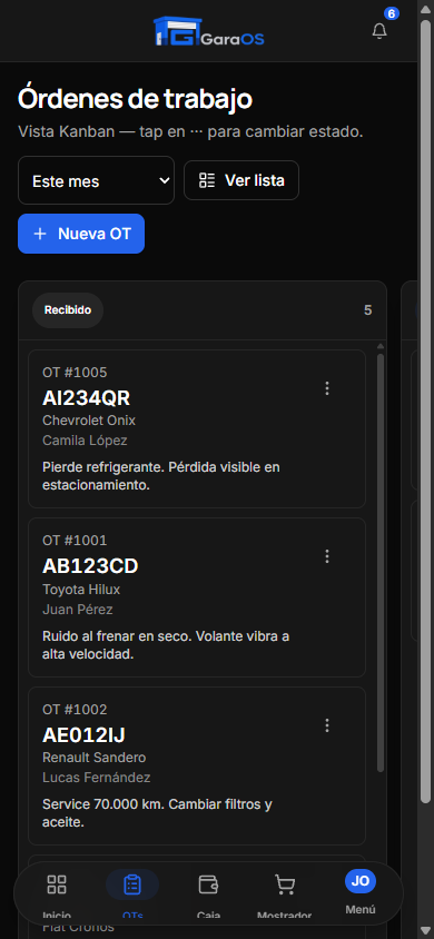 GaraOS en el celular: tus órdenes desde el bolsillo
