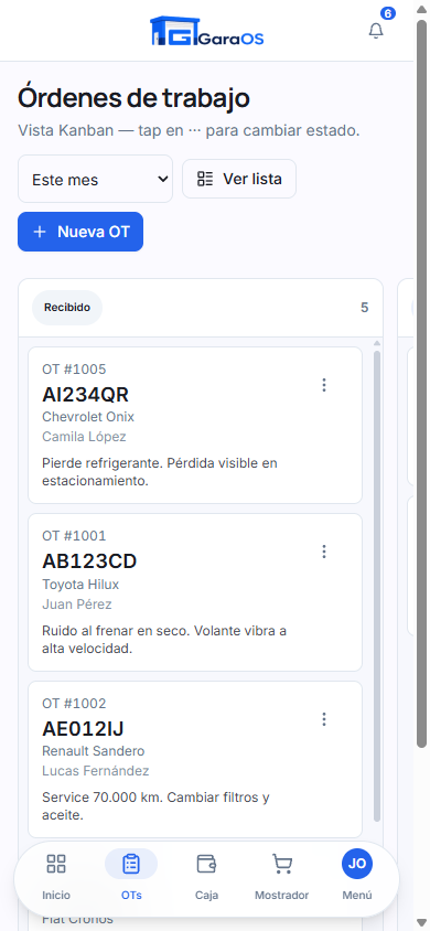 GaraOS en el celular: tus órdenes desde el bolsillo